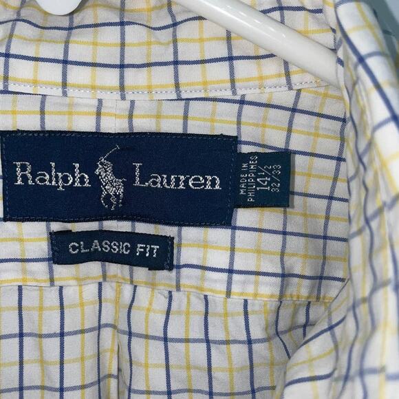 Ralph Lauren Men's Button Down Up Plaid Long Sleeve Polo 14.5 32 33 Office Pony - Picture 7 of 14
